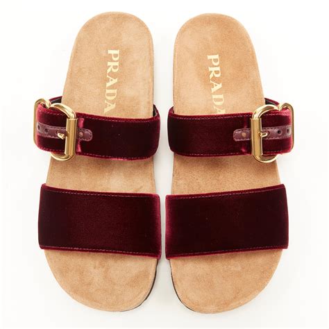 prada mules|Prada flat velvet slides.